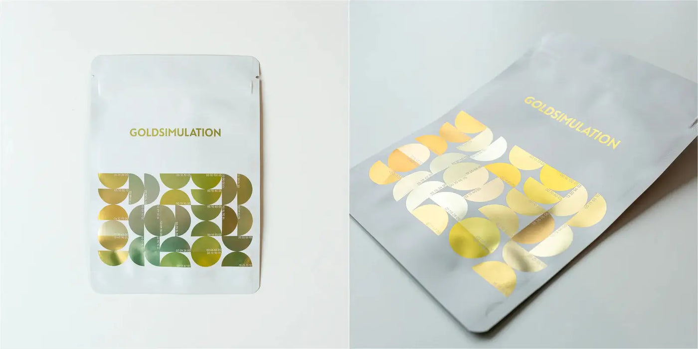 Gold-Simulation auf weißem Standbodenbeutel