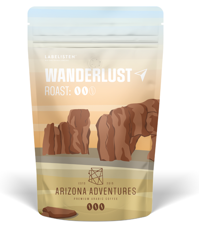 Standbodenbeutel für Kaffee – Design Wanderlust